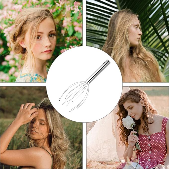 Healifty Head Massage Tingler Scalp Massager Scratcher Electric Gripper Claw Head Spa for Deep Relaxation Hair Stimulation for Women Men Without Battery Silver