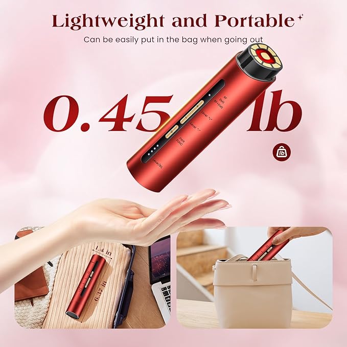 Microcurrent Facial Device, 3 Modes Red Light Therapy for Face and Neck, Skin Care Facial Massager Perfect Gifts for Women Men(Red)