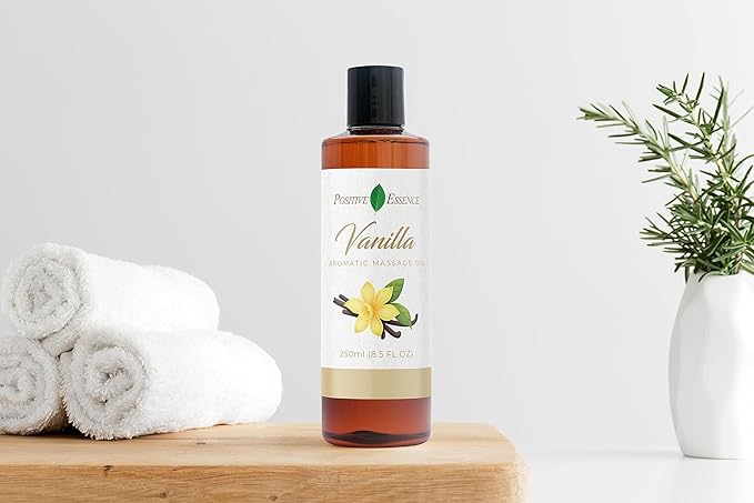 Vanilla Massage Oil for Massage, Body Massage Lotion; Jojoba, Sweet Almond Oil for Skin, Vitamin E, and Pure Vanilla Essential Oil, Body Oil Aceite para Masajes Relajantes