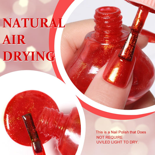 Major Dijit Quick Dry Nail Polish 12ml/0.41fl oz Gold Red Regular Nail Lacquer Fast Drying & Long Lasting Nail Polish Nail Art Effect for Nail Salon