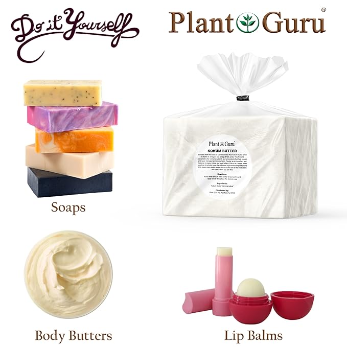 Raw Kokum Butter 8 oz. Jar - 100% Pure Natural Cold Pressed - Great for Skin, Body and Hair Moisturizer, DIY Creams, Balms, Lotions and Soap Making.