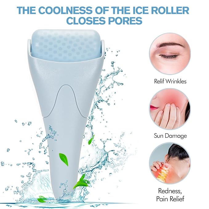 Ice Roller for Face,Eyes,Women Gifts Idea,Therapeutic Cooling to Tighten Brighten Complexion and Reduce Wrinkles,Massager Under Eye Puffiness,Migraine and Pain Relidf (Haze Blue)