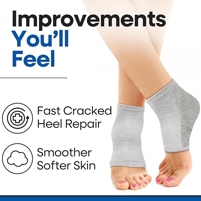 Moisturizing Socks for Women & Men | Aloe Vera Cracked Heel Treatment | Foot Callus Remover | Aloe Socks for Cracked Heels & Dry Feet | Lotion Infused Gel Heel Sleeves (Fits Most)