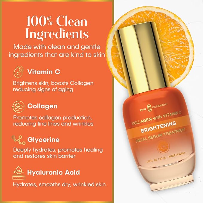 Collagen & Vitamin C Face Serum - Reduces Fine Lines, Promotes Smoother Skin - Dermatologist Tested, Clean Beauty, Korean Skin Care - 1.69 FL.OZ. (2 Pack)