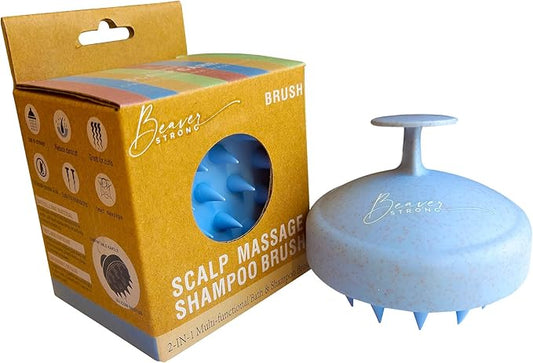 Shampoo Massager Brush, Silicone Scalp Cleanser and Head Scrubber Round Brush for Shower and Hair Care (Blue)