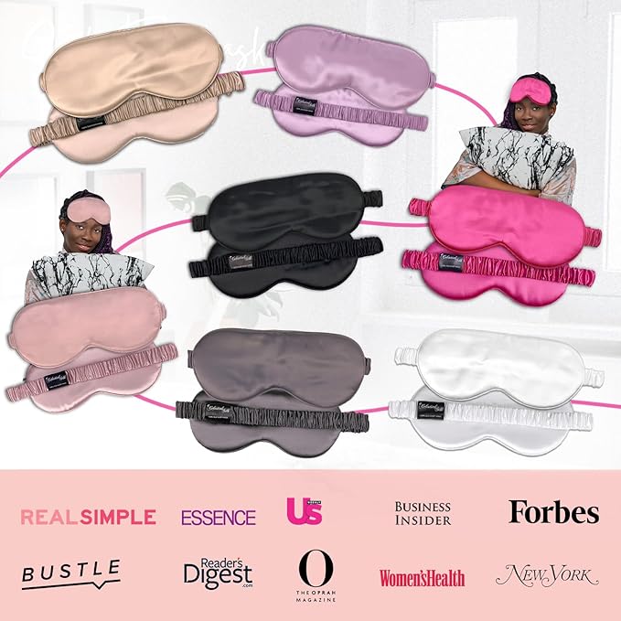 CELESTIAL SILK 100% Silk Sleep Mask for Women with Silk Covered Elastic Strap, Eye Mask for Sleeping (One Size, White)