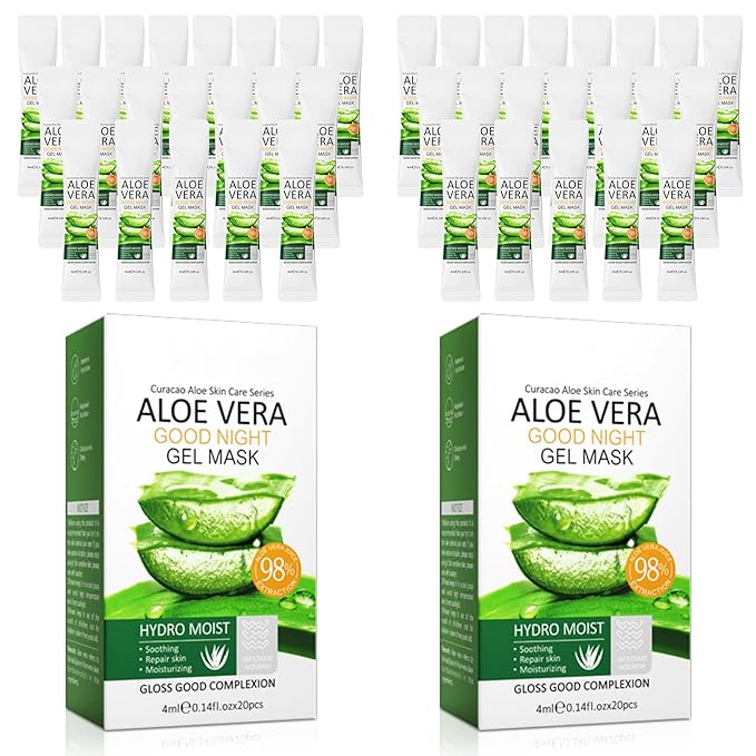 40 Packs Aloe Firming Sleeping Mask, Wash-Free Anti Aging Moisturizing Face Mask, Smooth & Tight Skin, Easy to Carry, Individual Packaging