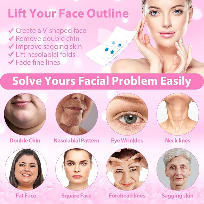 Face Lift Tape Invisible, 200PCS Face Tape Lifting for Instant Lift - Turkey Neck Tape, Double Chin & Jowls Corrector, Facial Contouring Tape for Eyes Wrinkles Sagging Skin