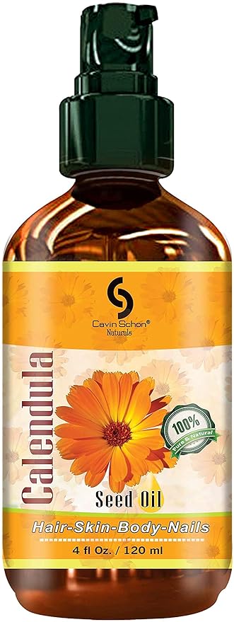 4 fl oz 100% Pure Calendula Infused Oil - for Body, Nails & Hair - Perfect Natural Skin Moisturizer