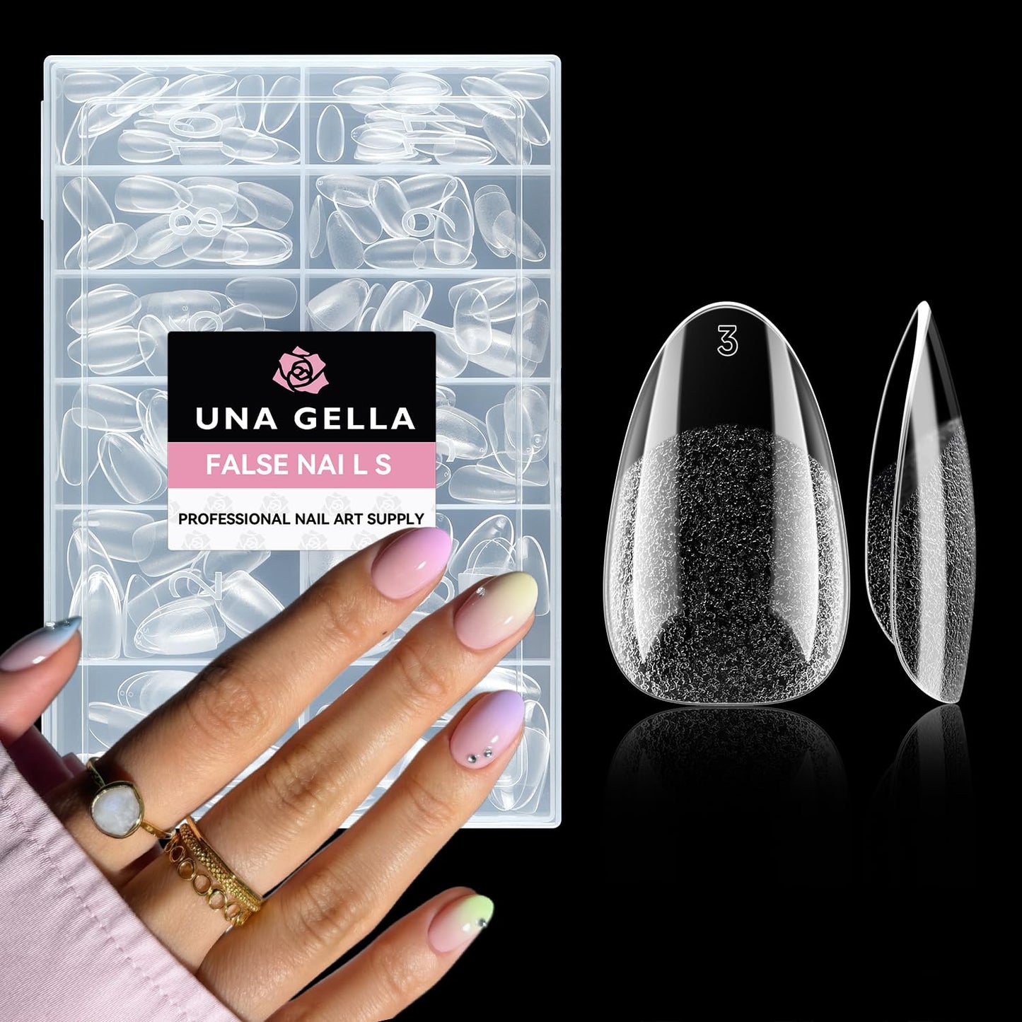 UNA GELLA Short Almond Round Fake Nails 216pcs Almond Press on Nails Pre-Shape Oval Gel Nail Tips for Full Cover Acrylic Short Round Nails for Nails Tips Extension 12 Sizes