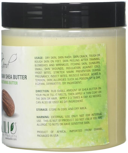 Pure Unrefined Shea Butter, totally natural and organic, ivory color, packed in 16 oz Jar, 4 Units