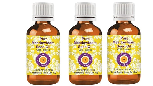 Deve Herbes Pure Meadowfoam Seed Oil (Limnanthes alba) Cold Pressed (Pack of three)100ml X 3 (10 oz)