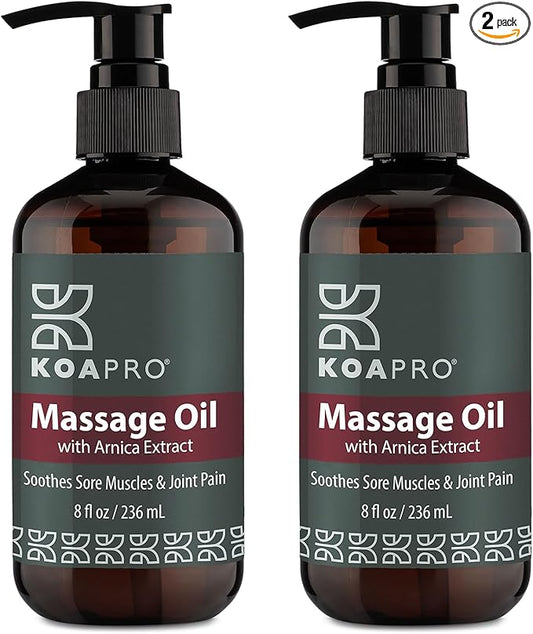 KOAPro Massage Oil for Massage Therapy 2 Pack - Lavender Massaging Oil for Muscle Relaxing, Premium Arnica Massager Oil for Pain Relief, Natural Anti Cellulite Extract for All Skin Types 8 Fl Oz