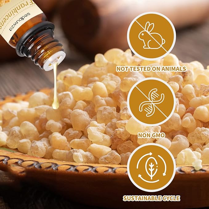Sedbuwza Sandalwood Frankincense Essential Oil Set, Sandalwood Fragrance Oil Frankincense Scent Oil Set for Diffuser, Aromatherapy, Massage, Soap, Candle Making 2 x 10 ml