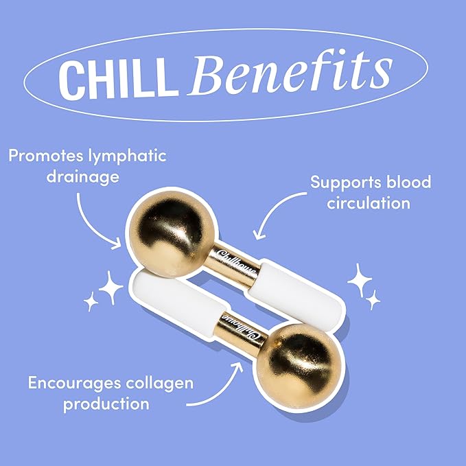 Chillhouse Chill Globes Gold Ice Roller for Face - Premium Skin Care Tools for Wrinkles & Fine Lines, Lifting, Contouring & Depuffing - Facial Ice Roller & Face Massager Tool for Women & Men