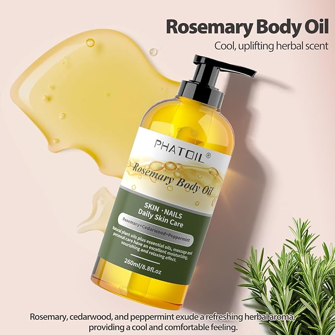 Rosemary Body Oil 8.8fl.oz and 4fl.oz Organic Cold Pressed Castor Oil