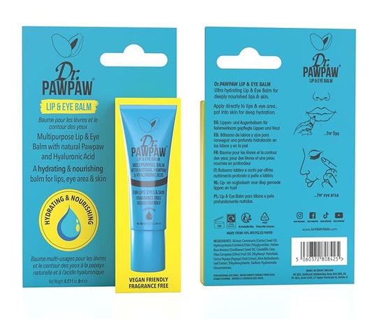 Dr. PawPaw Multipurpose Lip and Eye Balm - Vegan Hydrating Lip Balm - Moisturizing Eye Cream with Natural PAWPAW and Hyaluronic Acid - 0.27 oz