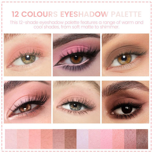 AMY'S DIARY 12 Color Light Pink Brown Eyeshadow Palette, Long-Lasting, and Highly Pigmented eye shadow. Elevate Your Eye Makeup– Unleash Your Unique Style (13#)