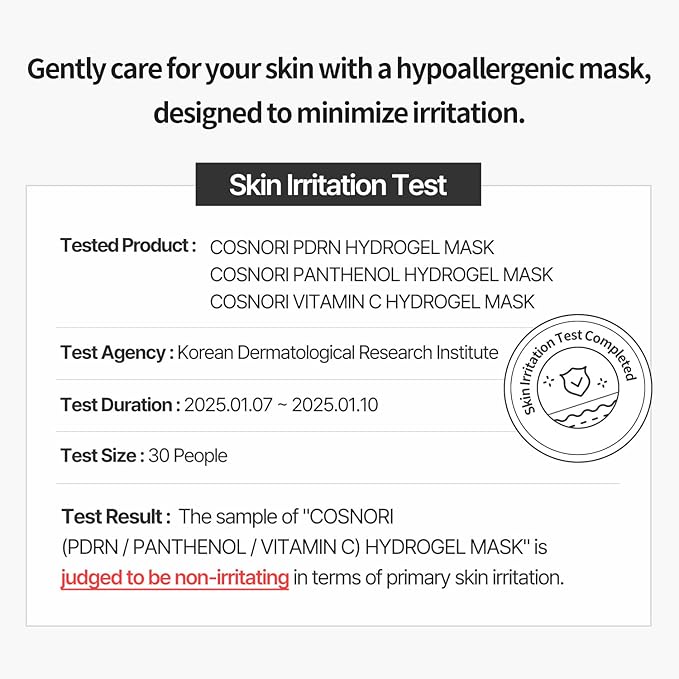 COSNORI PDRN Hydrogel Mask - Enriched Salmon DNA PDRN, Intensive Nourishing, Elasticity Boost, Firming & Moisturizing, Deep Hydration, Korean Facial Mask, 0.98 oz(28g) x 6ea