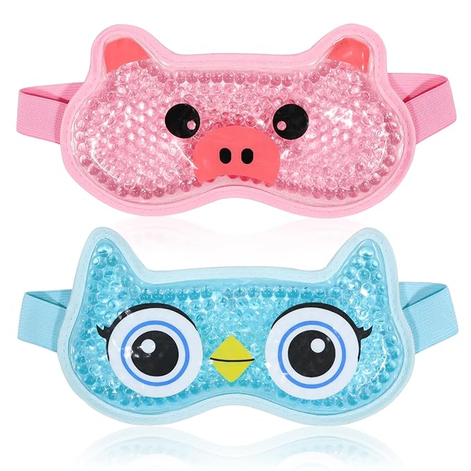 Bundle of CONBELLA Cold Face Eye Masks Ice Face Mask Hot Cold Compress and 2PCS Adorable Cooling Eye Mask Gel Eye Mask