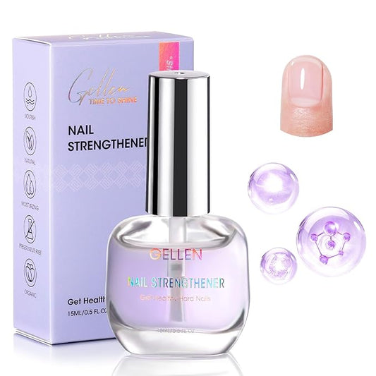 Gellen Nail Strengthener Protein, Strengthen & Repair Thin Weak and Damaged Nails, Calcium & Keratin Nourish Growth Nail Care Treatment | Air Dry Clear Finish 15ml Lavender Scent
