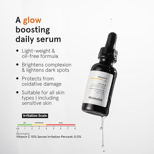 Minimalist 10% Vitamin C Serum for Brightening | Improves Hydration | For All Skin Types | For Women & Men | 1 Fl Oz / 30 ml