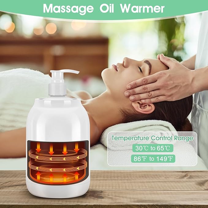 Gugxiom Massage Oil Warmer, LED Display Single Bottle Lotion Heater, Temperature Control Massage Table Warmer with 2 Oil Bottles, for Lotion Cream Massage Oil (US Plug)
