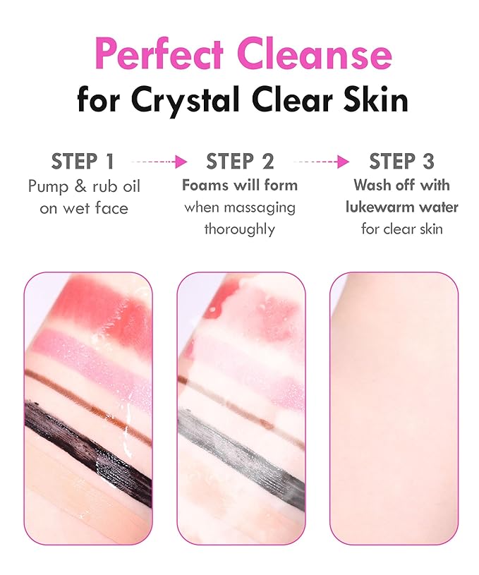 CELEFIT Double Effect Cleanser Oil to Foam - Korean Cleansing Oil Makeup Remover Foaming Facial Cleanser | Makeup Remover Oil to Foam Cleanser Face Wash for Women & Men | Korean Oil Cleanser (6.34oz)