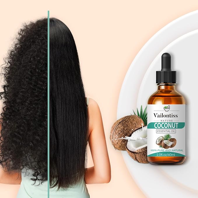 Coconut Oil - Carrier Oil for Hair Growth, Relaxing Massage and Body Oil, Pure Non-Greasy Coconut Oil for All Hair Types and Skin