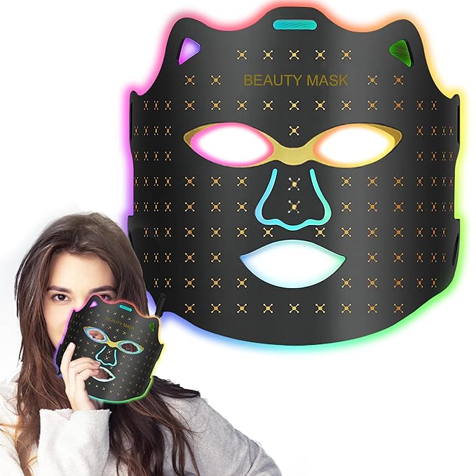 Flexible Silicone Facial Mask Portable Red light therapy for Face Blue LED Face Mask Remote control 7 colors Home Skin Care tools