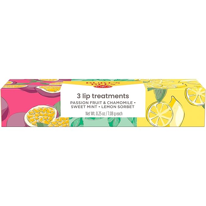 Burt's Bees Mothers Day Gifts, Lip Mask Set- Overnight Intensive Treatment Revives & Nourishes for All Day Hydration, Passion Fruit & Chamomile, Sweet Mint & Lemon Sorbet