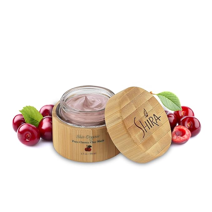 Shir-Organic Pure Cherry Clay Face Mask(15ml) Rich In Vitamin C Helps Clarify Heal and Prevent Blemishes Oil Control & Large Pore