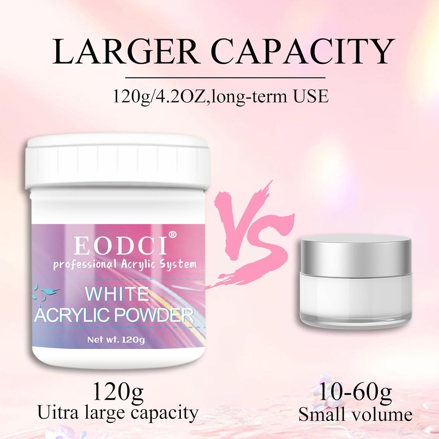 White Acrylic Nail Powder, 120g Professional Acrylic Nail Powder Polymer for 3D French Nail Manicure Extension Nail Carving No Need Nail Lamp