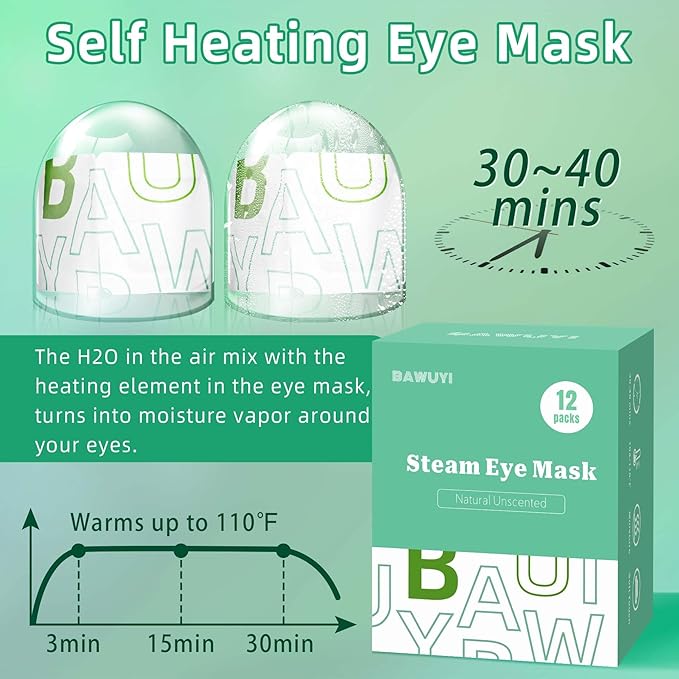 12 Packs Self Heating Eye Masks for Dry Eyes Mothers Day Gifts for Mom Disposable Heated Eye Mask Warm Compress Sleep Mask Stress Relief Travel Ready Relaxation Unscented