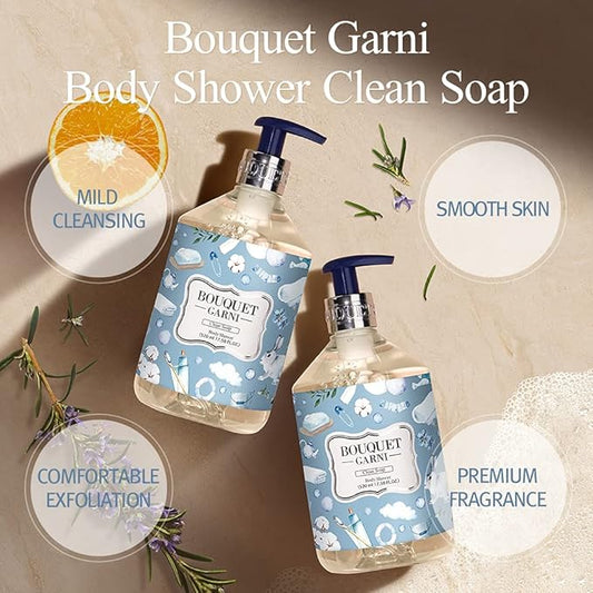 Bouquet Garni Body Shower Clean Soap Fragrance - Gentle Cleaning, Skin Care, Long-lasting Fragrance (Containing Olive Tree Leaf and Honey Extract) - 17.6 oz