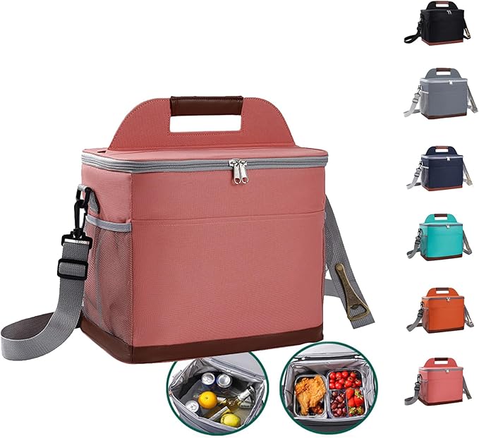 24-Can Insulated Lunch Bag for Women & Men - Large Soft Cooler Box with Leakproof Design, Lightweight Thermal Tote for Work, Travel, Picnic, Camping (Pink)