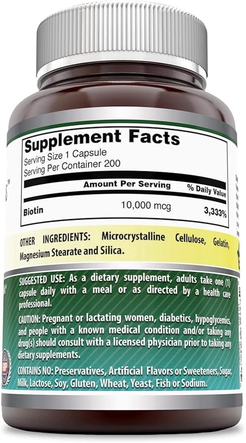 Amazing Nutrition Biotin 10,000 Mcg Dietary Supplement, 200 Capsules (200 Capsules (Pack of 3))