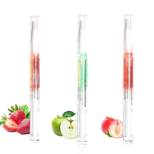 Scents Cuticle Oil Pen for Nails Care,Nail Oil For Strength,Nourish Moisten Care Cuticle To Reduce Nail Cracking and Dry for Weak Peeling Brittle and Thin Nails（apple&Strawberries&peaches）