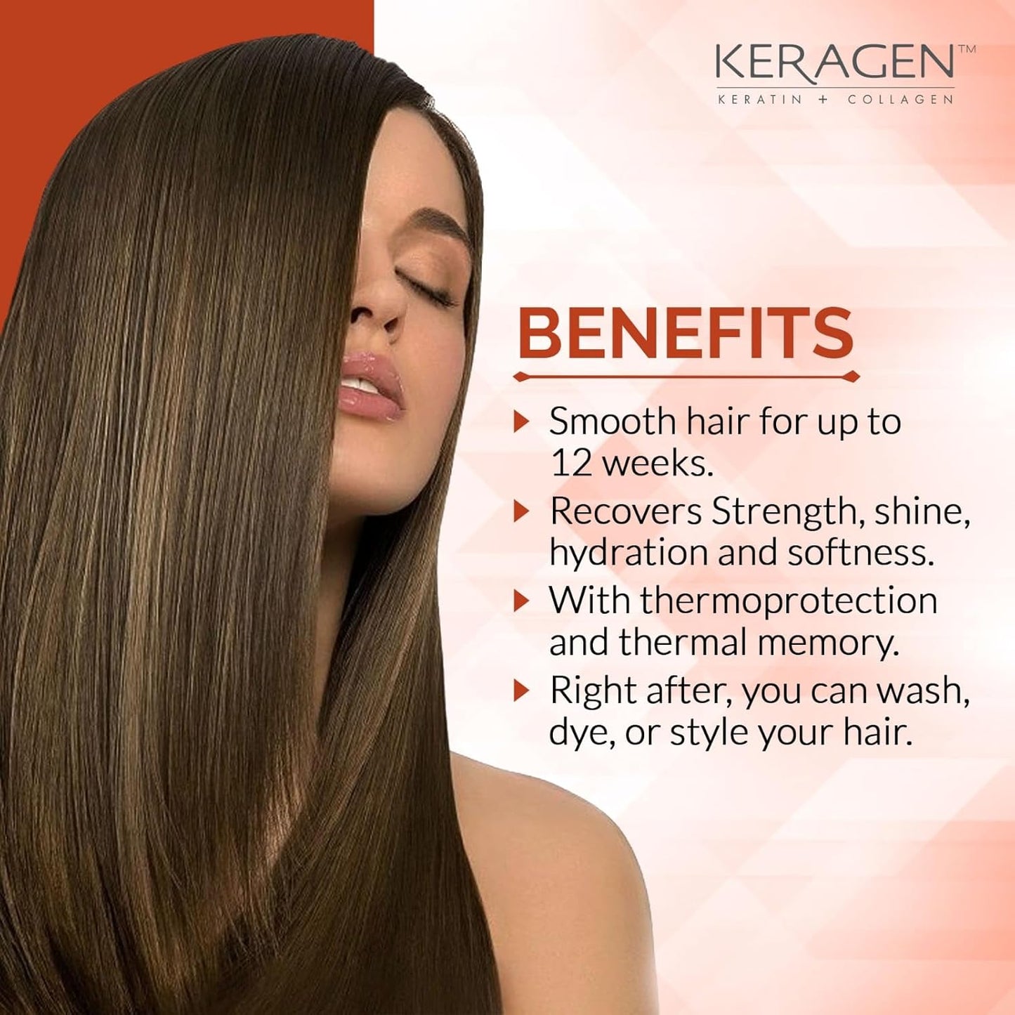 Keragen Brazilian Keratin Hair Smoothing Treatment - Express Home Blowout Kit - Straightens & Smooths Frizz - With 2 Oz Forte Treatment, Clarifying Shampoo & Aftercare Samples