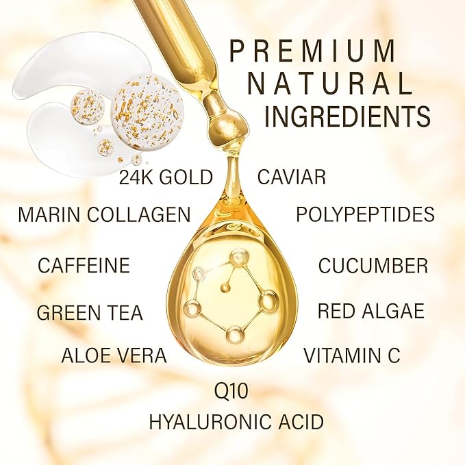24K ULTIMATE Eye Care Set - Luxurious Anti-Aging Masks & Serum - Effective Under Eye Treatment for Puffiness, Dark Circles, Wrinkles