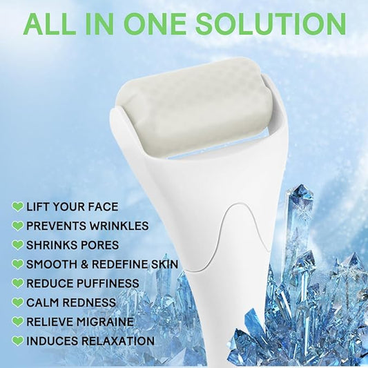 Ice Roller for Face,Eyes,Women Gifts Idea,Therapeutic Cooling to Tighten Brighten Complexion and Reduce Wrinkles,Massager Under Eye Puffiness,Migraine and Pain Relidf (White)