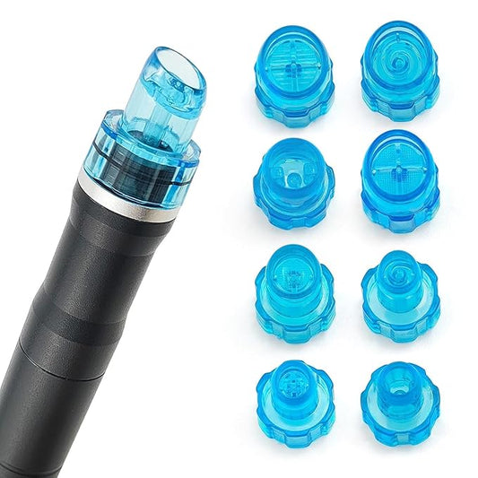 Elitzia Plastic Hydro Dermabrasion Microderma Heads Hydro Facial Aqua Peel Tips Water Peeling Caps Facial Care Skin Cleaning Tool Beauty Machine Replacement Spare Parts 8pcs Per Set （Capri Blue）