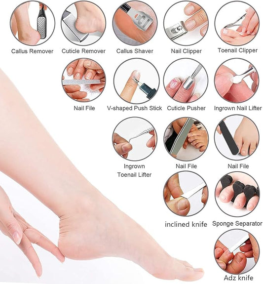 36 in 1 Pedicure Kit, Professional Pedicure Tools Foot Rasp Foot Dead Skin Remover for Home & Salon Care