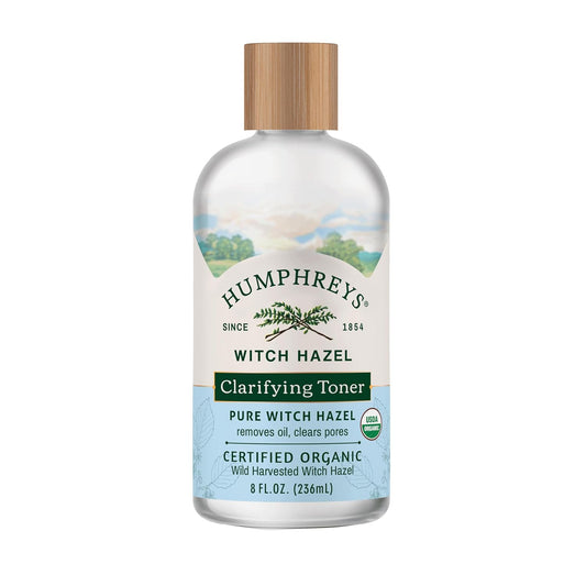 Humphreys Witch Hazel Clarifying Toner | Wild Harvested Witch Hazel | USDA Organic | Natural | Hydrating | Clears Pores & Removes Oil | 8 Fl Oz