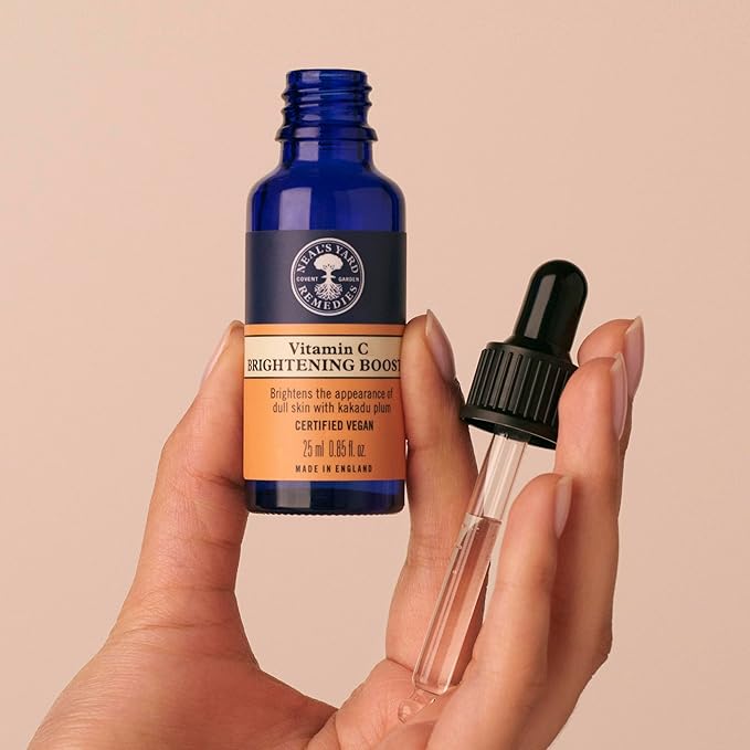 Neal's Yard Vitamin C Brightening Booster for Face with Kakadu Plum, Hydrating Hyaluronic Acid, Illuminates & Helps Even Skin Tone, Cruelty Free, 25mL