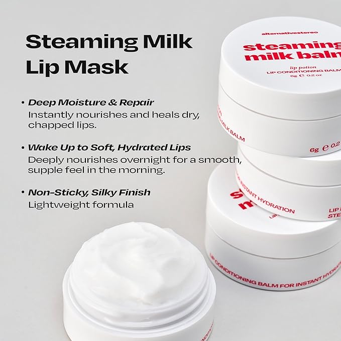 Lip Potion Steaming Milk Balm | K-Beauty Day & Night Lip Balm & Sleeping Mask | High-Density, Lightweight Hydrating Care | 6g
