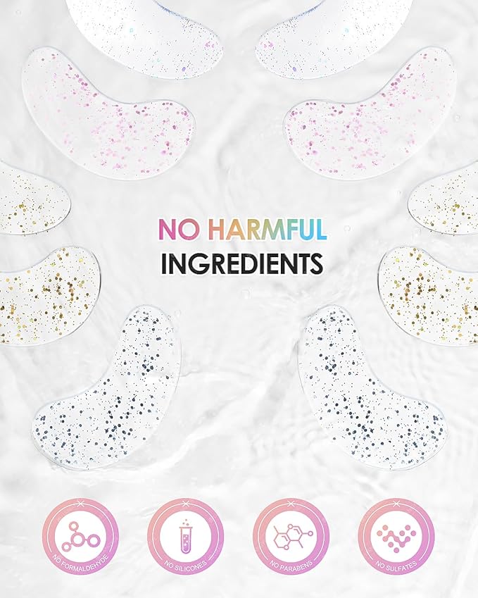 Collagen Eye Mask Patches, Used to Fade Eye Patches for Puffy Eyes and Dark Circles,Under Eye Patches,Tighten and Moisturize,Hyaluronic Eye Patches Transparent Glitter Eye Masks (10 pairs)