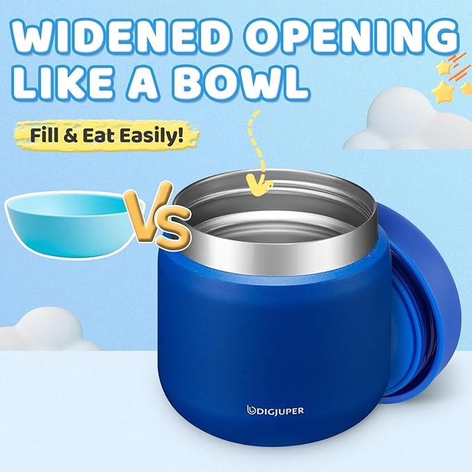 9 OZ Girls Thermo Food-Container with Carrier Bag - Wide Mouth Leakproof Baby Kids Lunch Thermal Insulated Jar for Food Fruits Veg Soup, Cute Pink Unicorn, Keep Hot 8H/Cold 12H