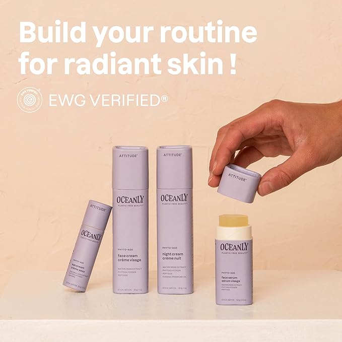 ATTITUDE Oceanly Night Cream Bar, EWG Verified, Plastic-free, Plant and Mineral-Based Ingredients, Vegan and Cruelty-free Face Moisturizing Products, PHYTO AGE, Unscented, 1 Ounce