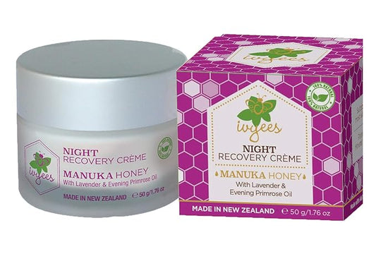 Night Recovery Crème 1.76 Oz With Manuka Honey and Lavender To Hydrate and Rejuvenate Skin while your Rest, Paraben and Mineral Oil Free